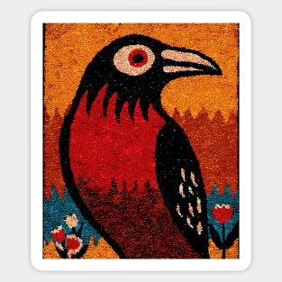 Folk Art Crow | The Autumnal Raven Tapestry Sticker